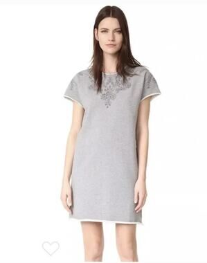 Rag and Bone Jeans Eyelet Embroidered Gray Dress Short Sleeve Womens Medium Grey